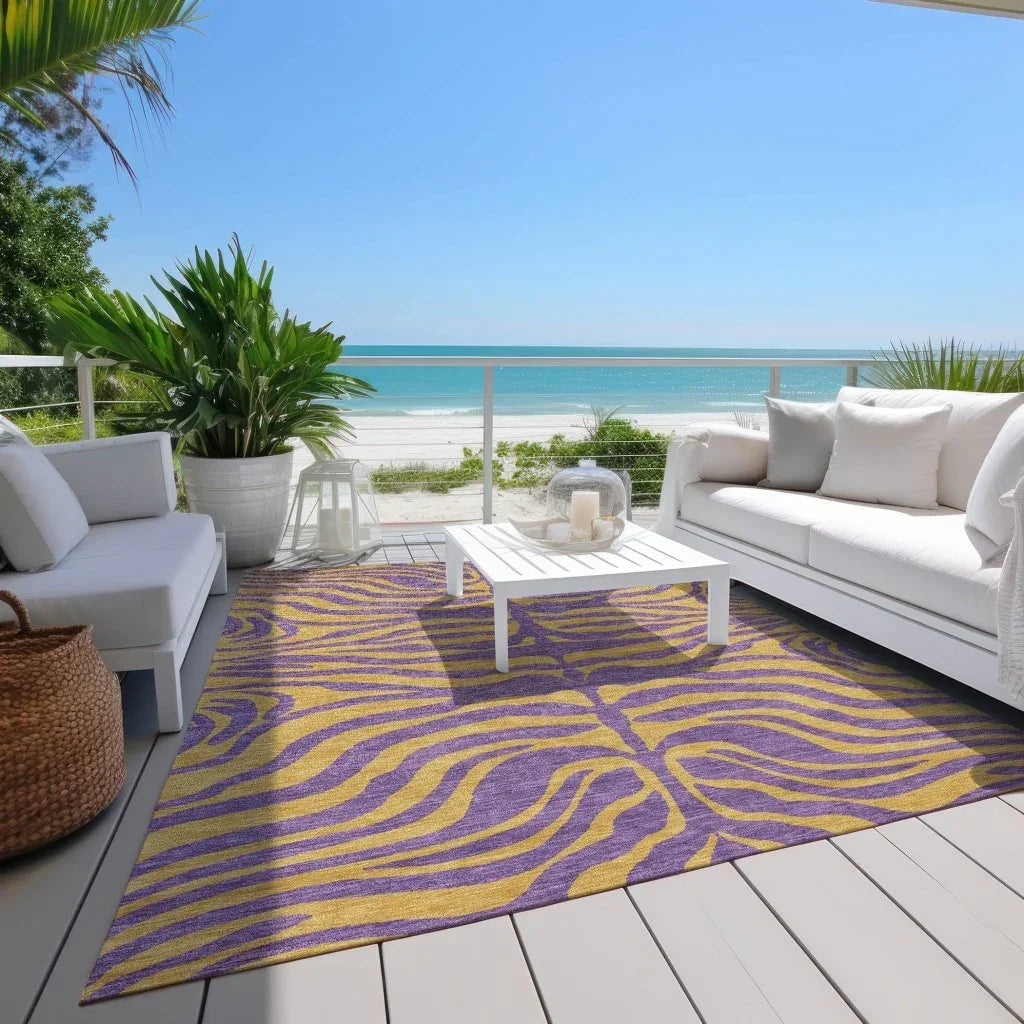 LOOMLAN Rugs Fernelle Purple Washable Indoor-Outdoor Rug