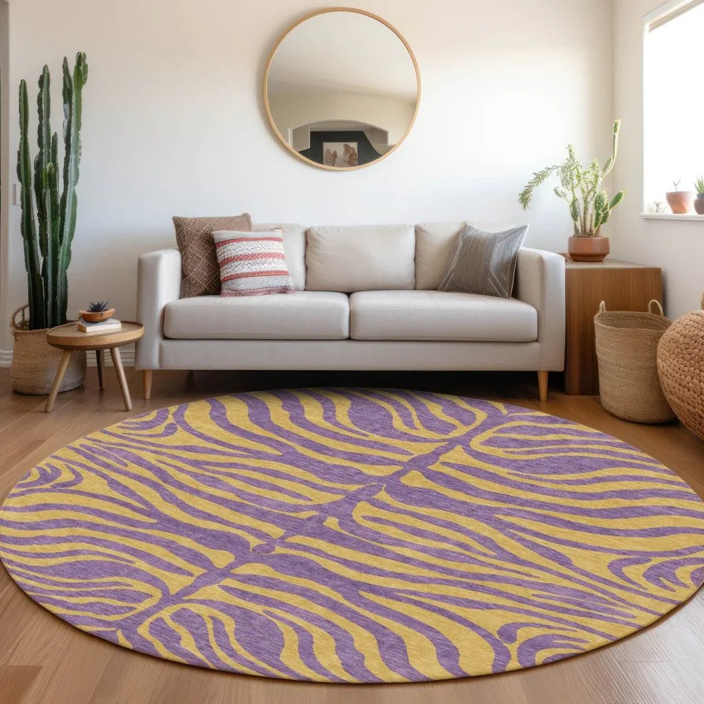 LOOMLAN Rugs Fernelle Purple Washable Indoor-Outdoor Rug