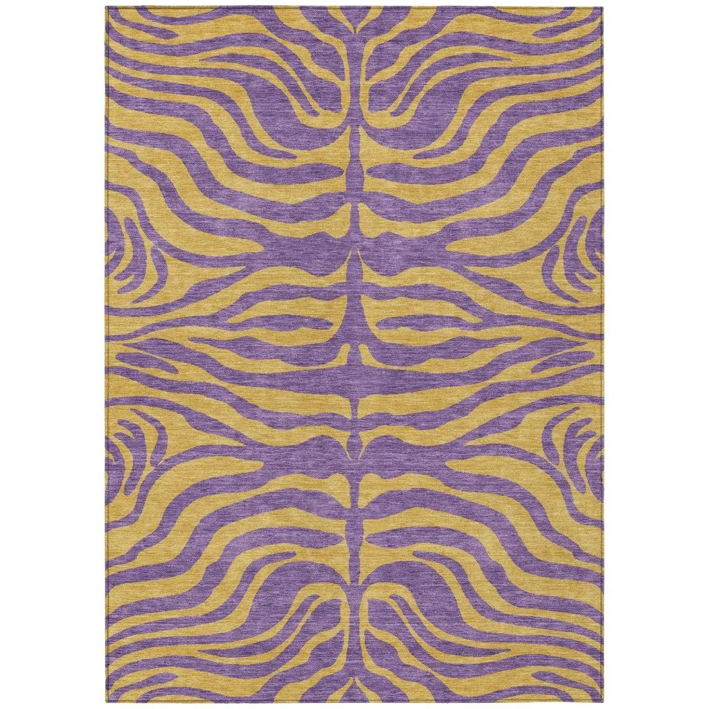 LOOMLAN Rugs Fernelle Purple Washable Indoor-Outdoor Rug