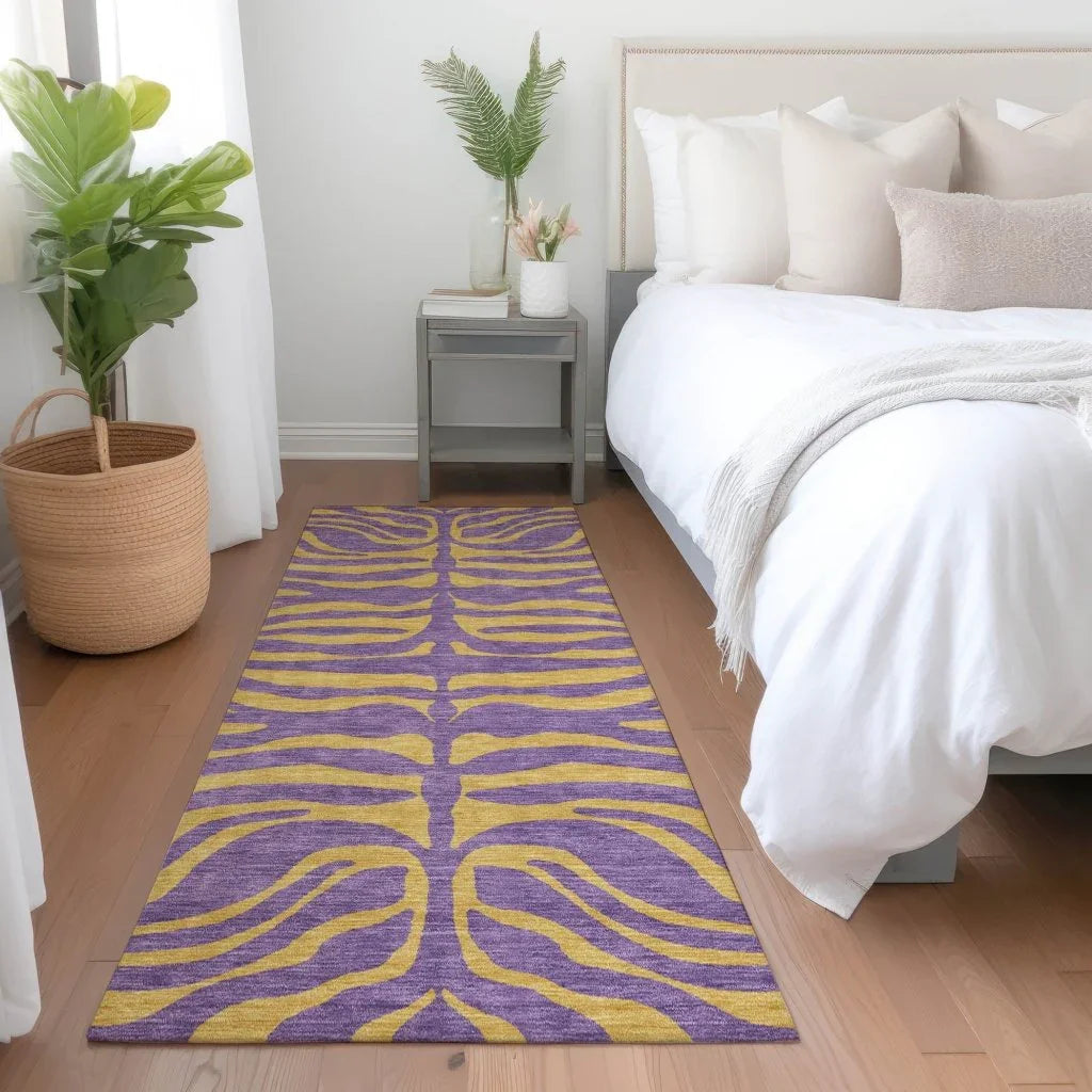 LOOMLAN Rugs Fernelle Purple Washable Indoor-Outdoor Rug