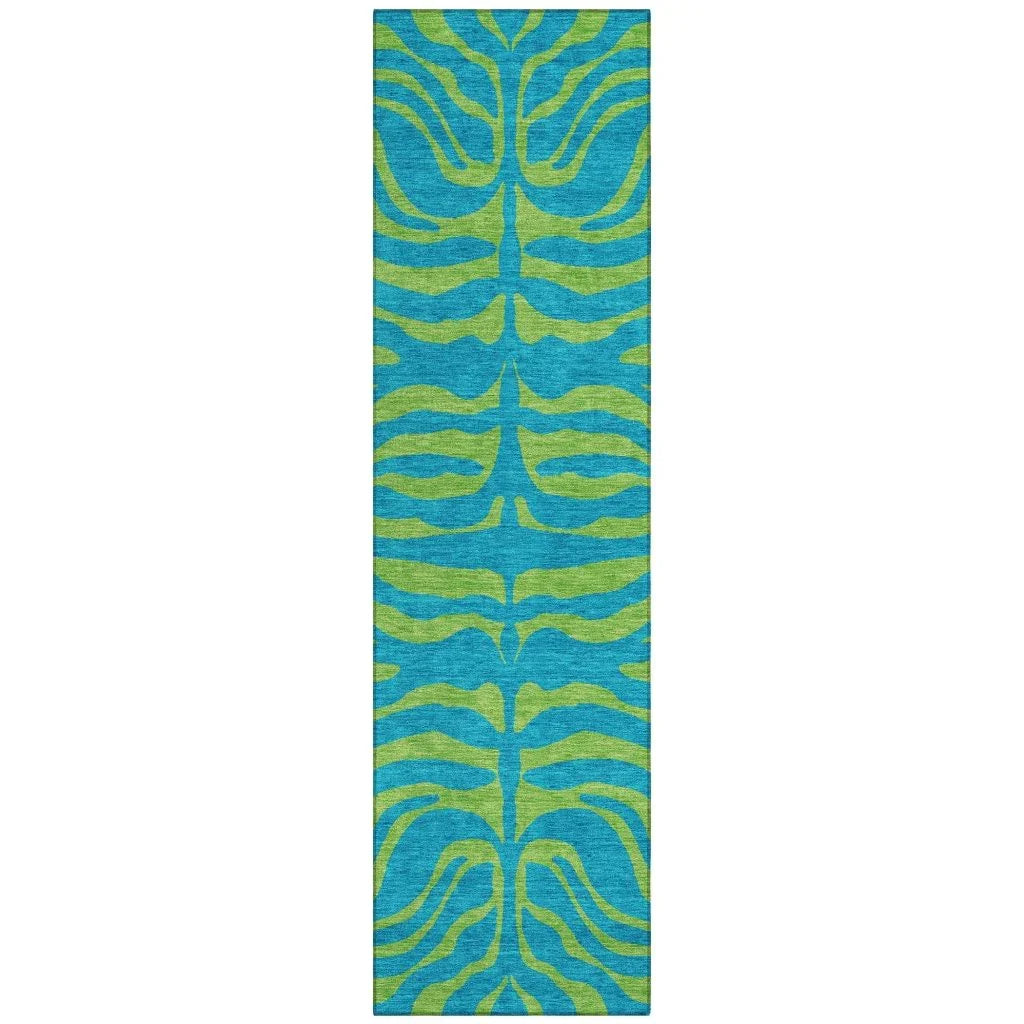 LOOMLAN Rugs Fernelle Teal Washable Indoor-Outdoor Rug