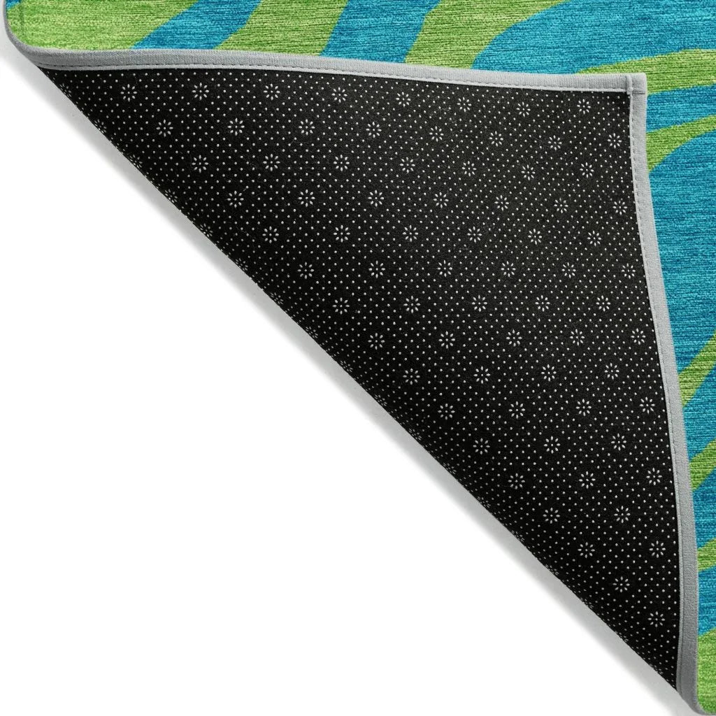 LOOMLAN Rugs Fernelle Teal Washable Indoor-Outdoor Rug