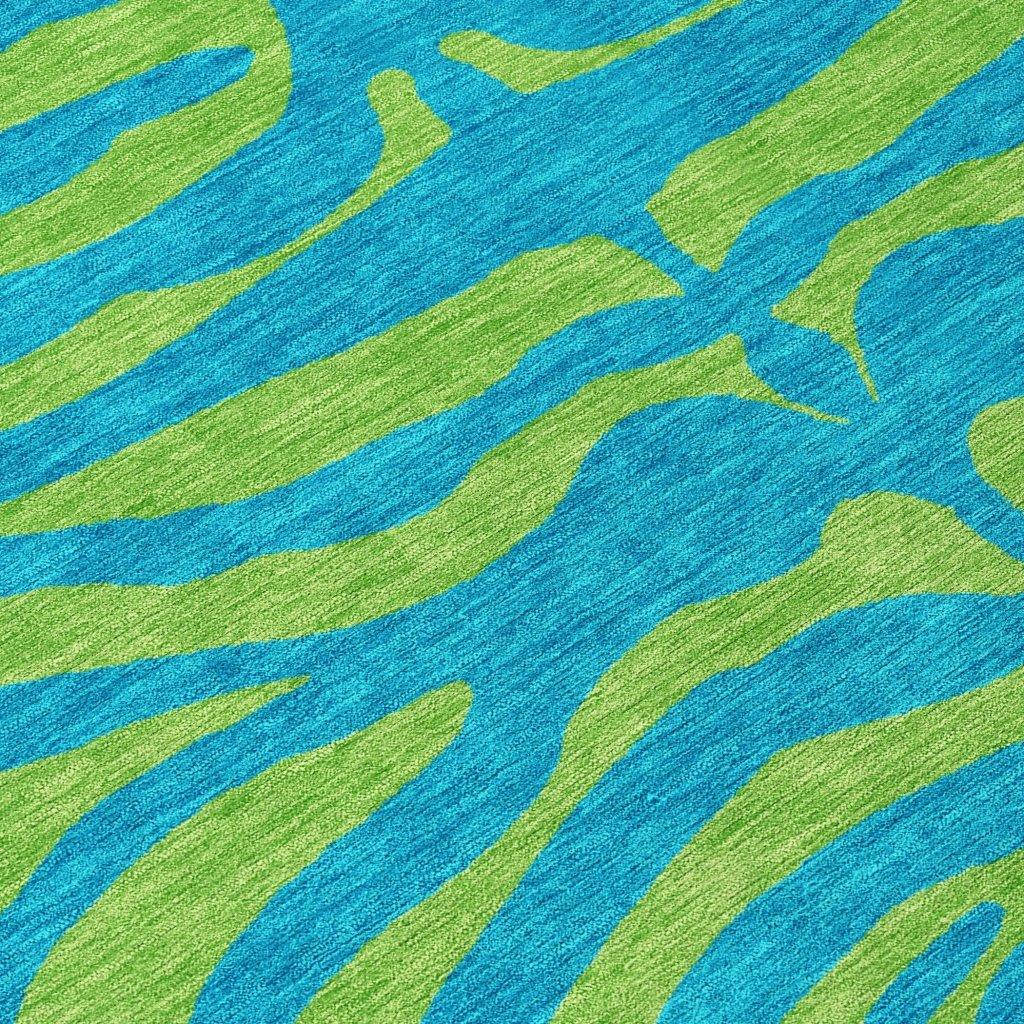 LOOMLAN Rugs Fernelle Teal Washable Indoor-Outdoor Rug