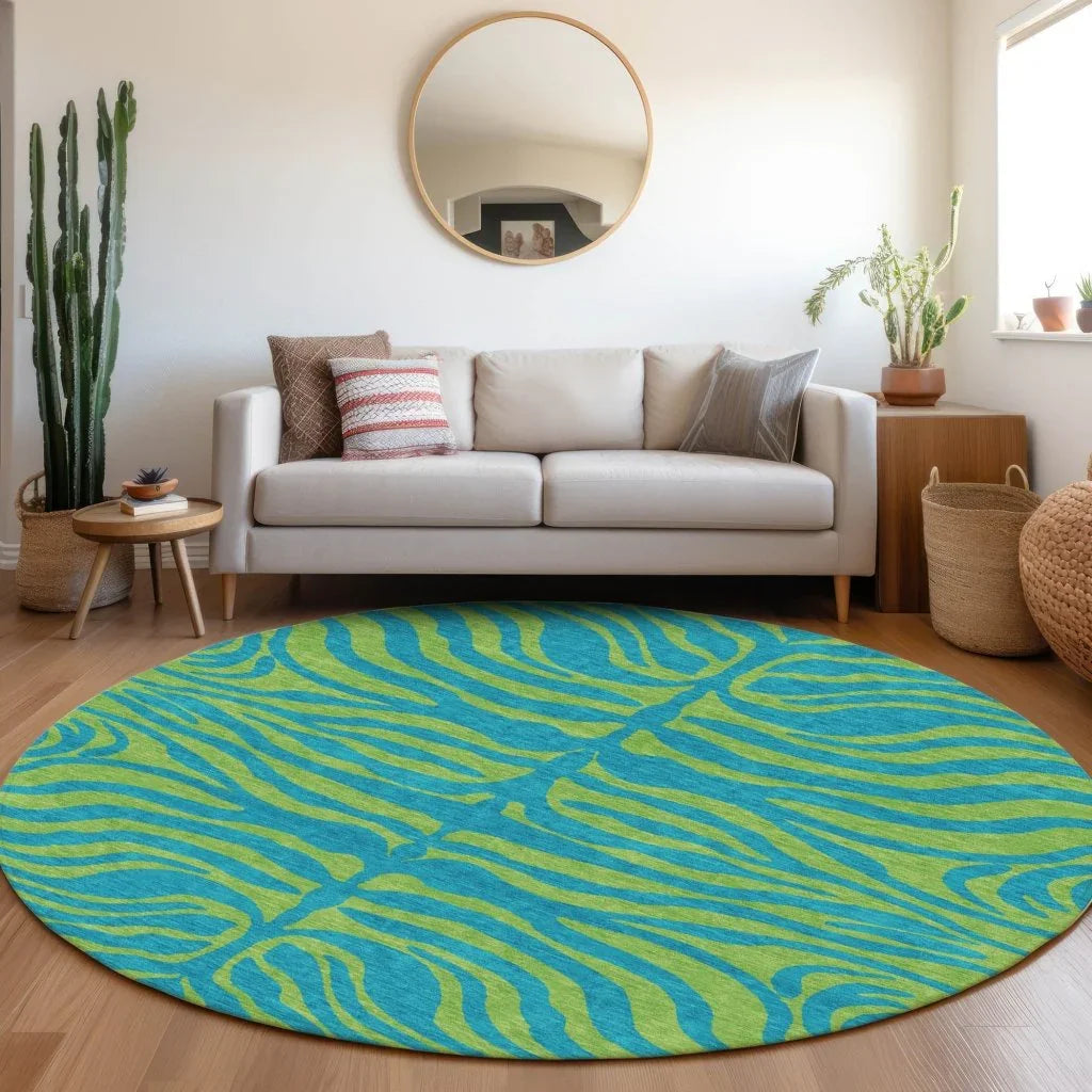LOOMLAN Rugs Fernelle Teal Washable Indoor-Outdoor Rug