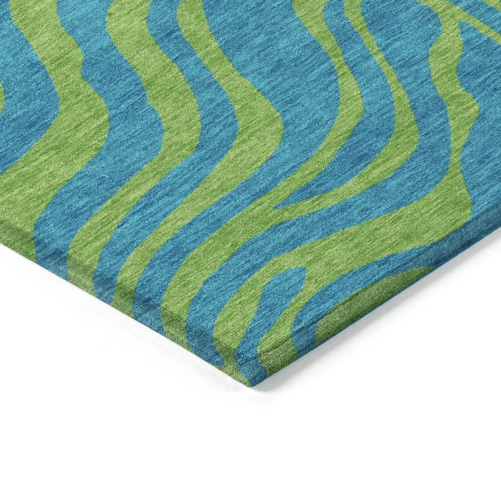 LOOMLAN Rugs Fernelle Teal Washable Indoor-Outdoor Rug