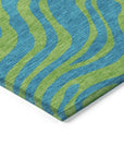 LOOMLAN Rugs Fernelle Teal Washable Indoor-Outdoor Rug