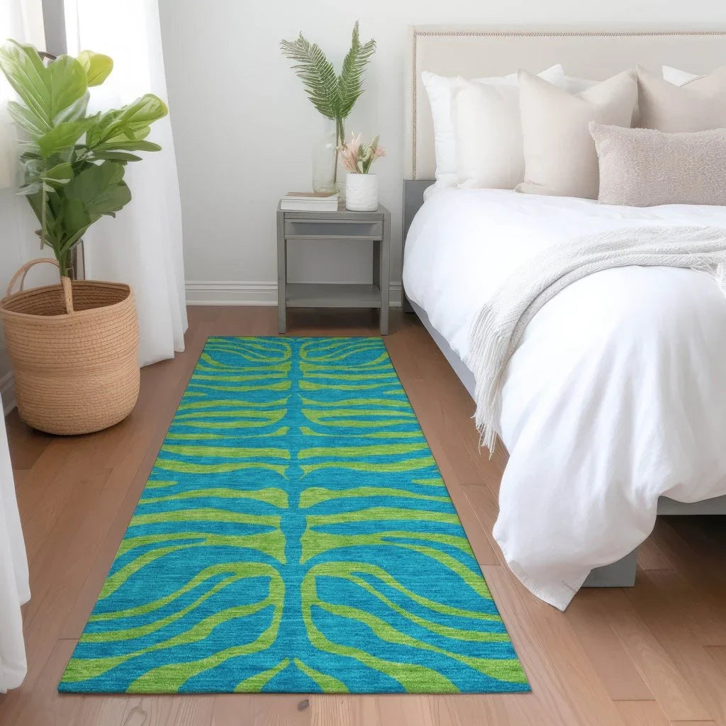 LOOMLAN Rugs Fernelle Teal Washable Indoor-Outdoor Rug