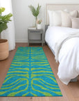 LOOMLAN Rugs Fernelle Teal Washable Indoor-Outdoor Rug