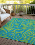 LOOMLAN Rugs Fernelle Teal Washable Indoor-Outdoor Rug