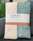 Parallel Bands Teal Washable Indoor-Outdoor Rug