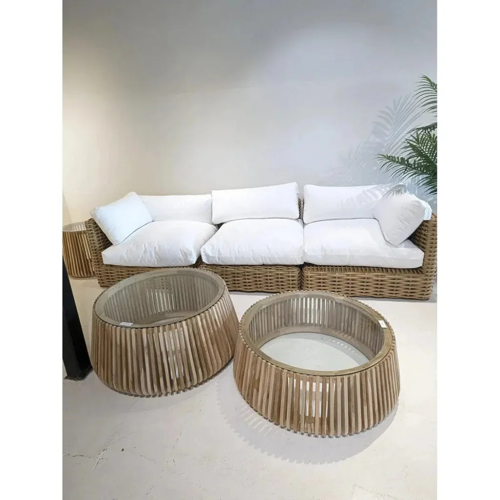 Alder Teak Round Coffee Table Indoor or Outdoor -- view 8