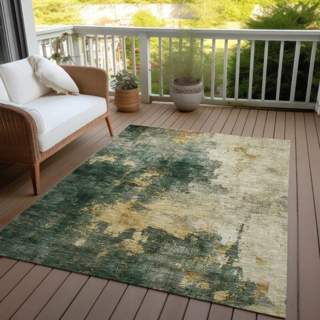 LOOMLAN Rugs Fibra Green Washable Indoor-Outdoor Rug