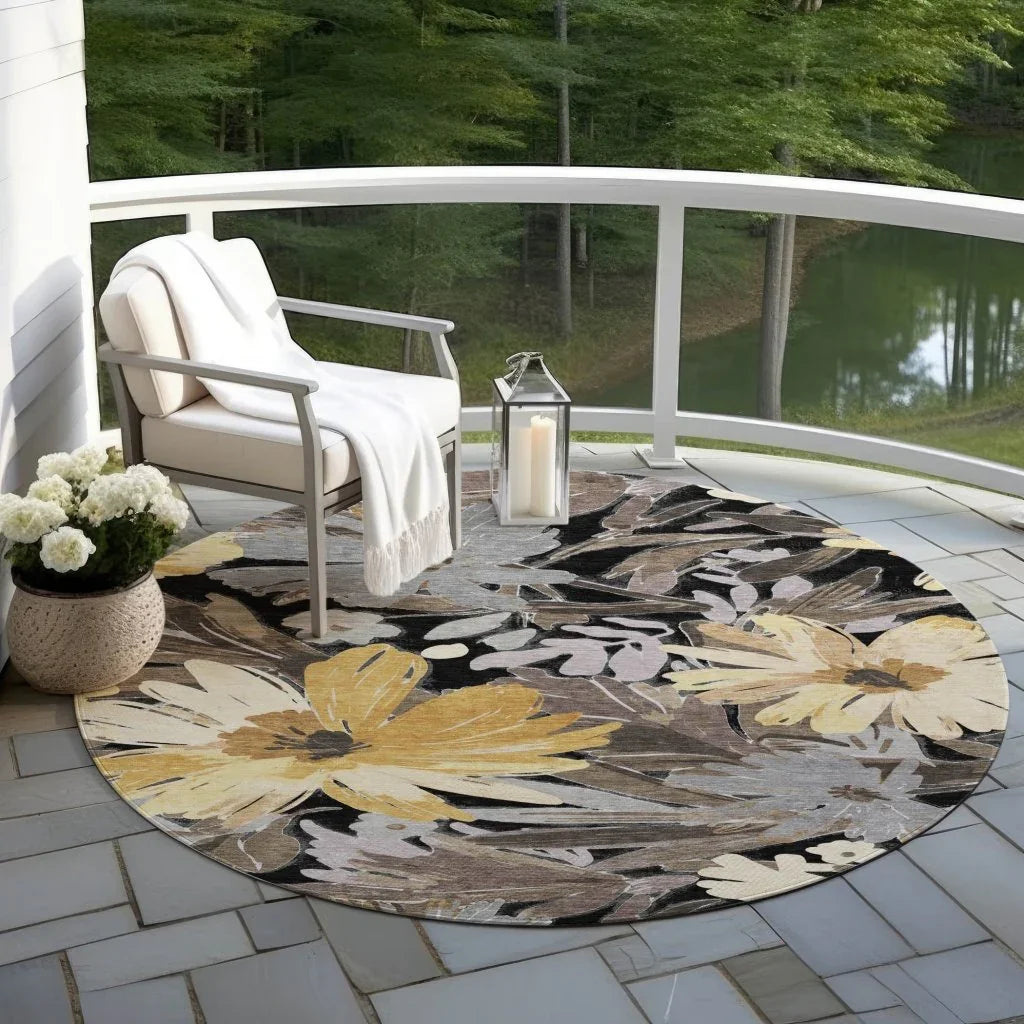 LOOMLAN Rugs Fibrosa Black Washable Indoor-Outdoor Rug