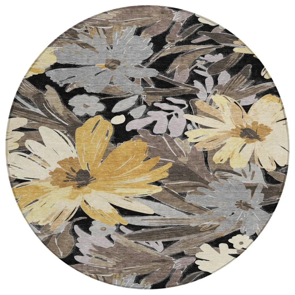LOOMLAN Rugs Fibrosa Black Washable Indoor-Outdoor Rug