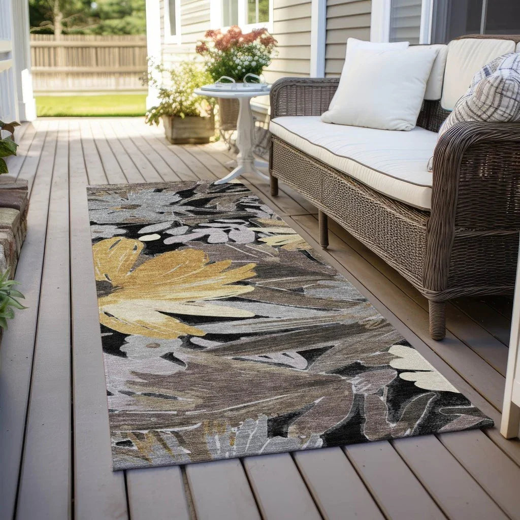 LOOMLAN Rugs Fibrosa Black Washable Indoor-Outdoor Rug