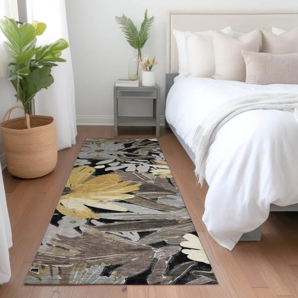 LOOMLAN Rugs Fibrosa Black Washable Indoor-Outdoor Rug