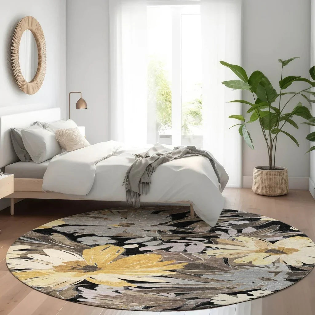 LOOMLAN Rugs Fibrosa Black Washable Indoor-Outdoor Rug