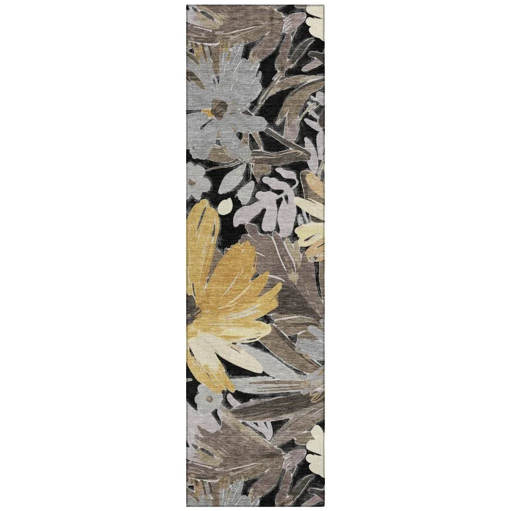 LOOMLAN Rugs Fibrosa Black Washable Indoor-Outdoor Rug