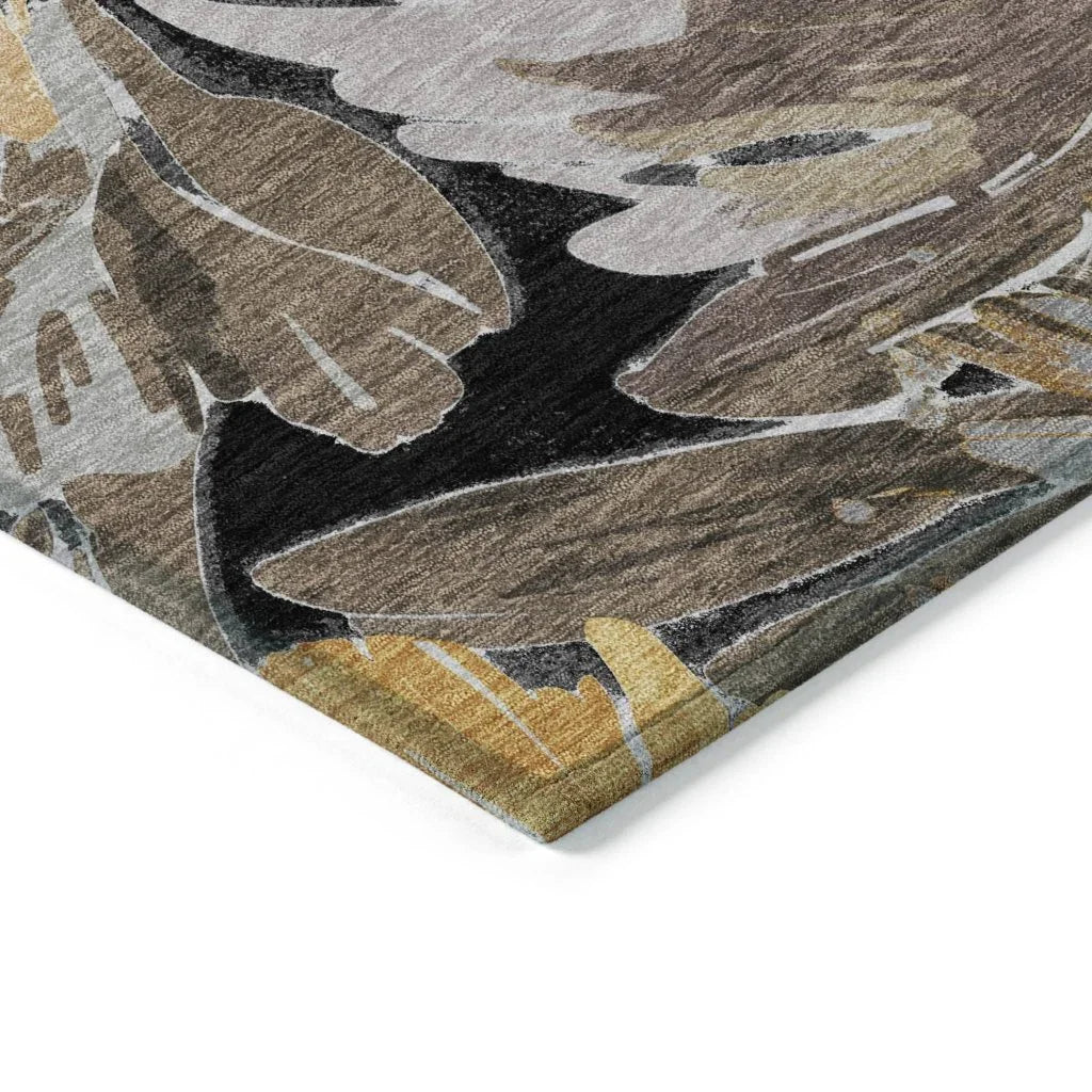 LOOMLAN Rugs Fibrosa Black Washable Indoor-Outdoor Rug