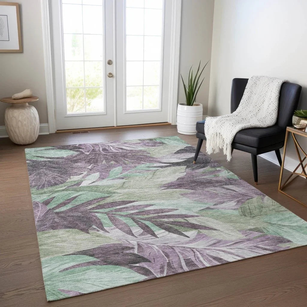 LOOMLAN Rugs Filone Purple Washable Indoor-Outdoor Rug