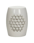 Flower of Life Porcelain Glazed Outdoor Garden Stool - LOOMLAN - Chelsea House - Poufs and Stools