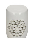 Flower of Life Porcelain Glazed Outdoor Garden Stool - LOOMLAN - Chelsea House - Poufs and Stools