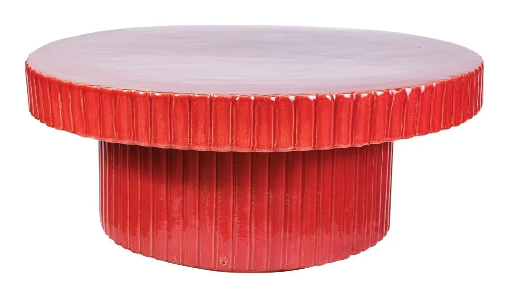 Flute Ceramic Glazed Patio Coffee Table - LOOMLAN - Seasonal Living - Outdoor Coffee Tables