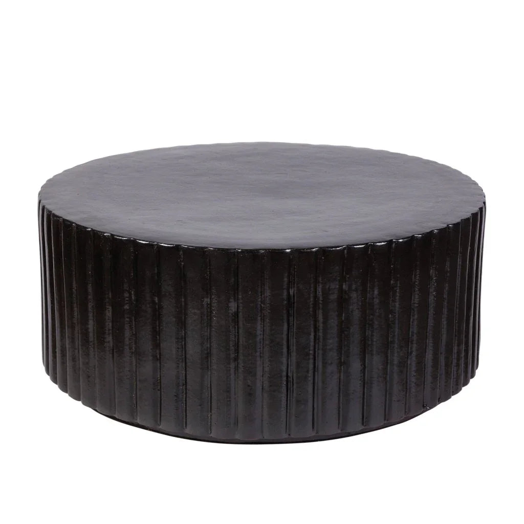 Seasonal Living Flute Ceramic Round Patio Accent Table