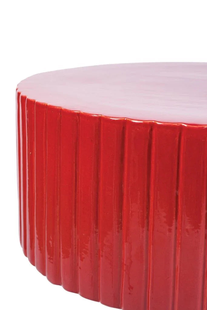 Seasonal Living Flute Ceramic Round Patio Accent Table