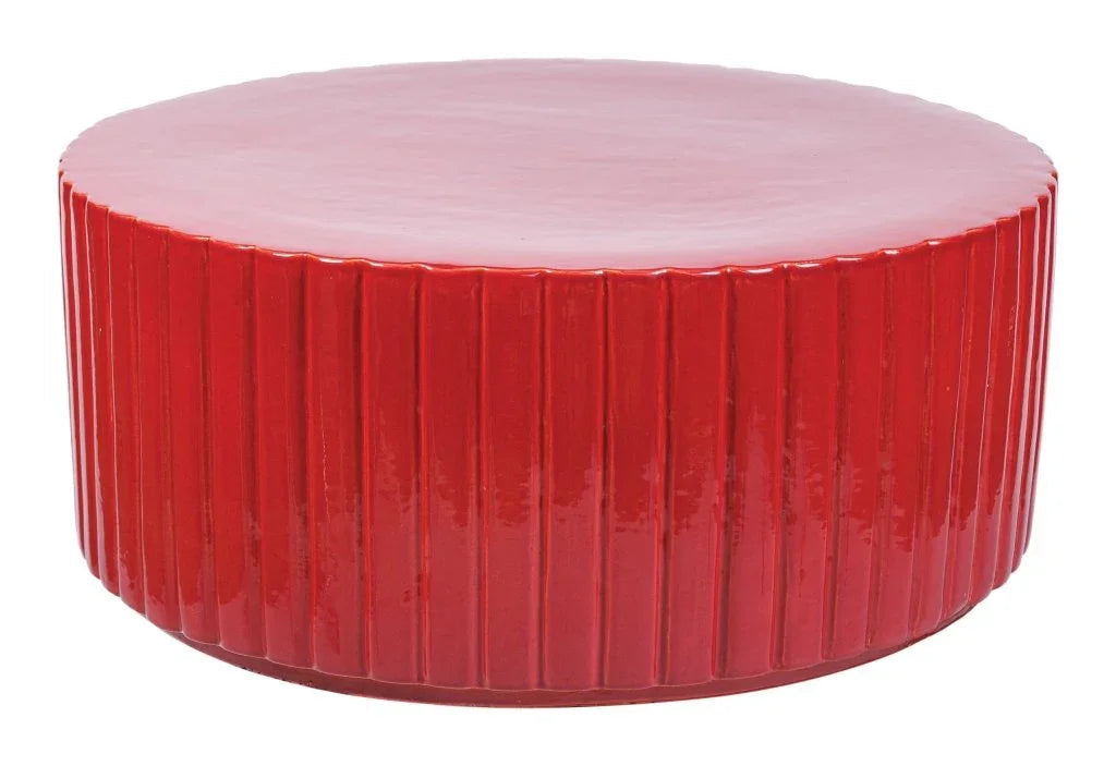 Seasonal Living Flute Ceramic Round Patio Accent Table