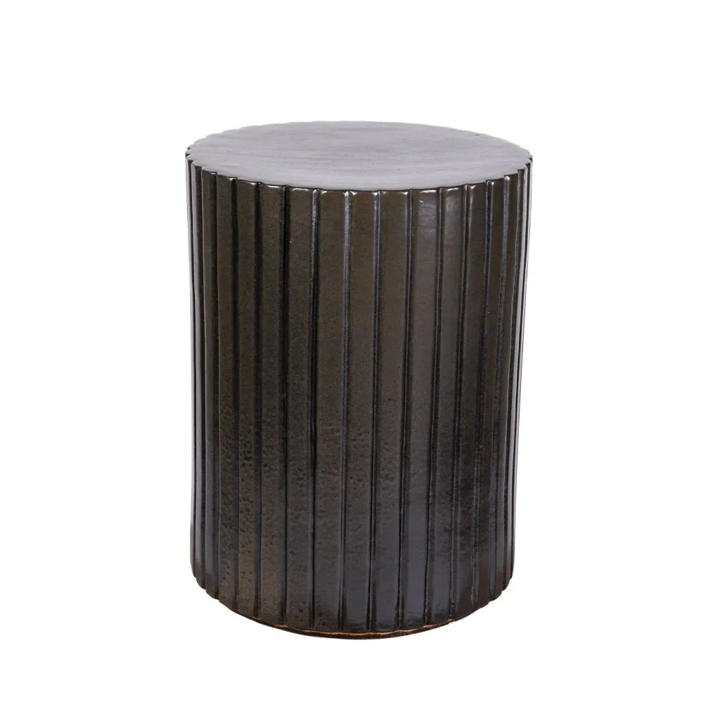 Seasonal Living Flute Ceramic Round Patio Accent Table
