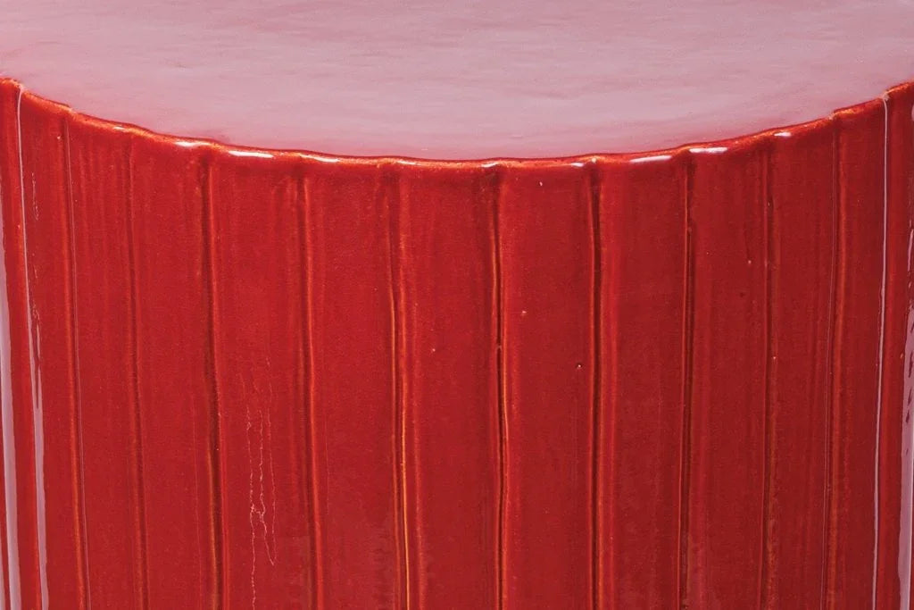 Seasonal Living Flute Ceramic Round Patio Accent Table