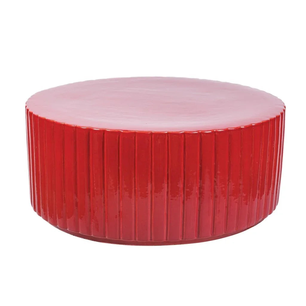 Seasonal Living Flute Ceramic Round Patio Accent Table