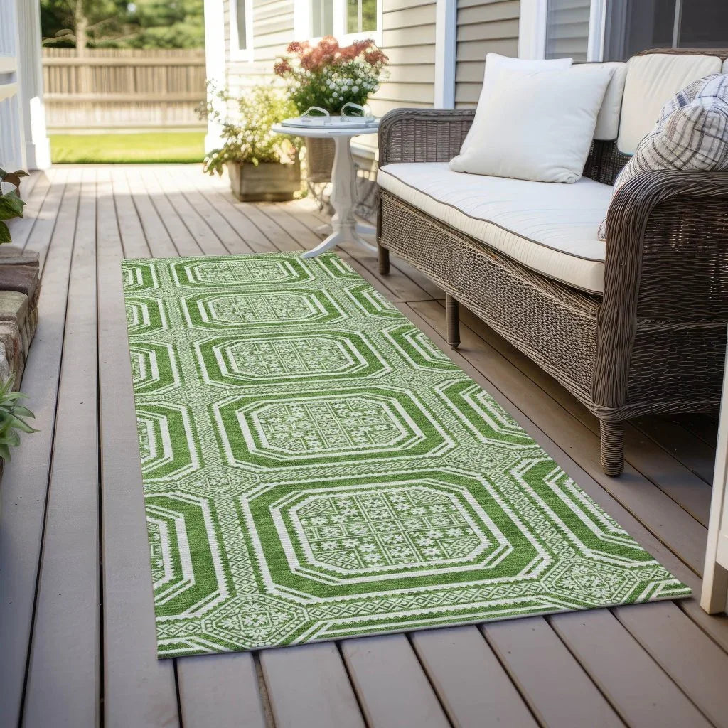 LOOMLAN Rugs Flutira Green Washable Indoor-Outdoor Rug