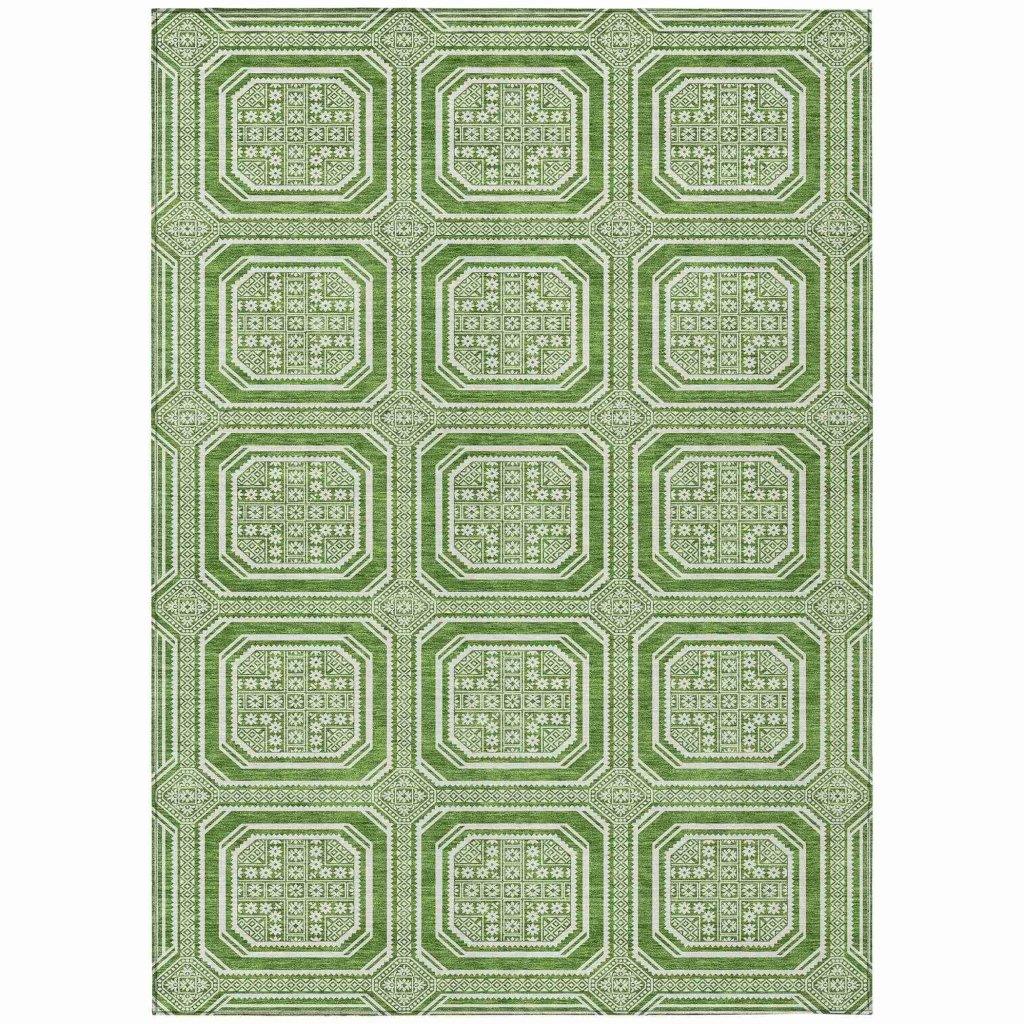 LOOMLAN Rugs Flutira Green Washable Indoor-Outdoor Rug
