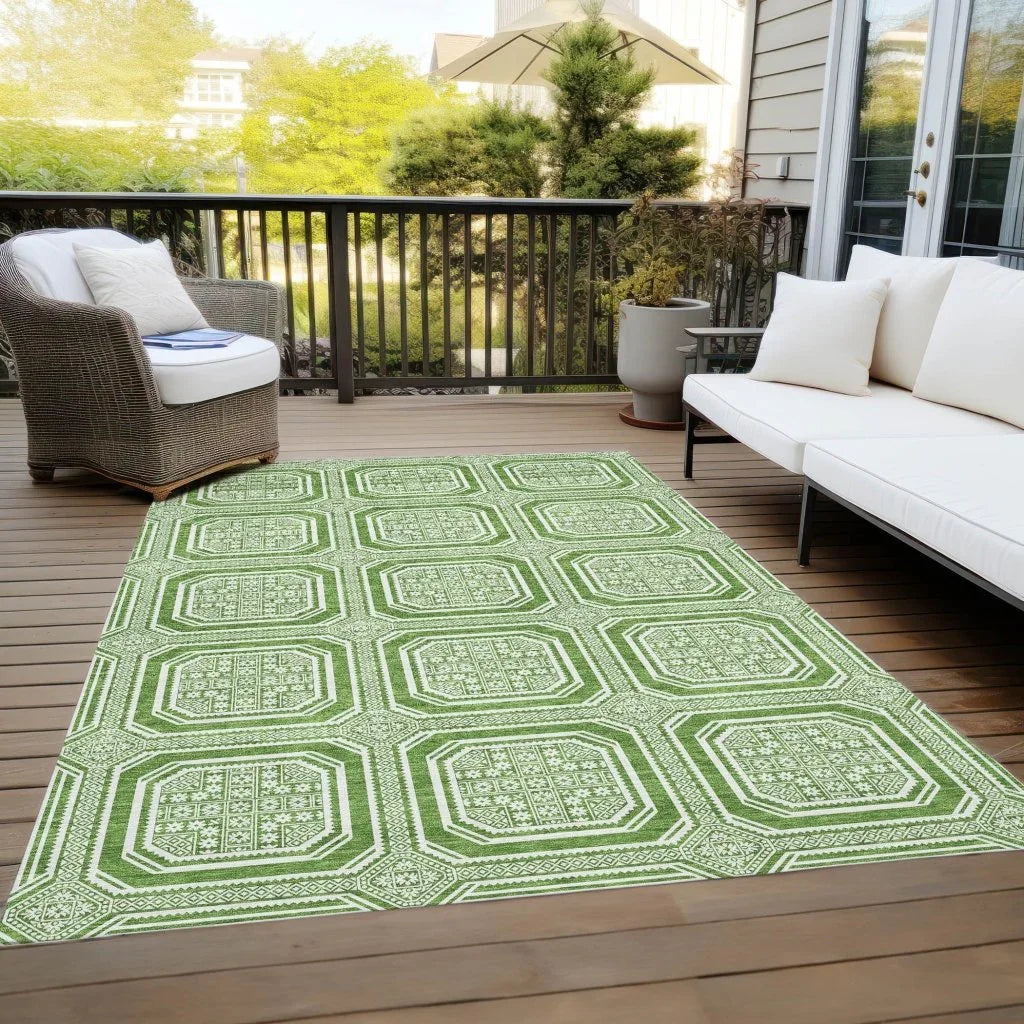 LOOMLAN Rugs Flutira Green Washable Indoor-Outdoor Rug