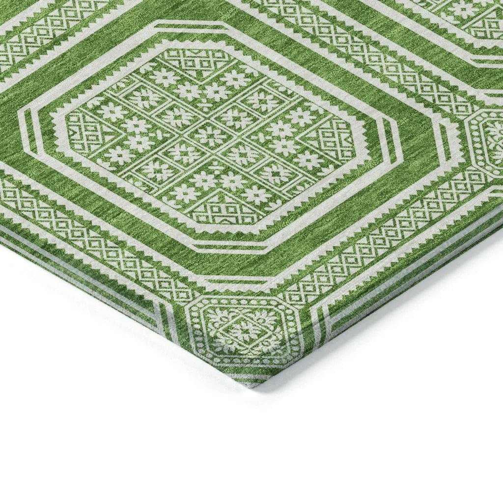 LOOMLAN Rugs Flutira Green Washable Indoor-Outdoor Rug