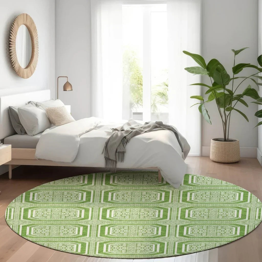 LOOMLAN Rugs Flutira Green Washable Indoor-Outdoor Rug