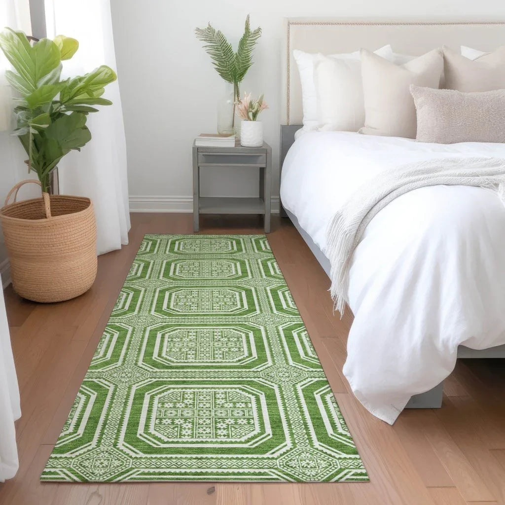 LOOMLAN Rugs Flutira Green Washable Indoor-Outdoor Rug