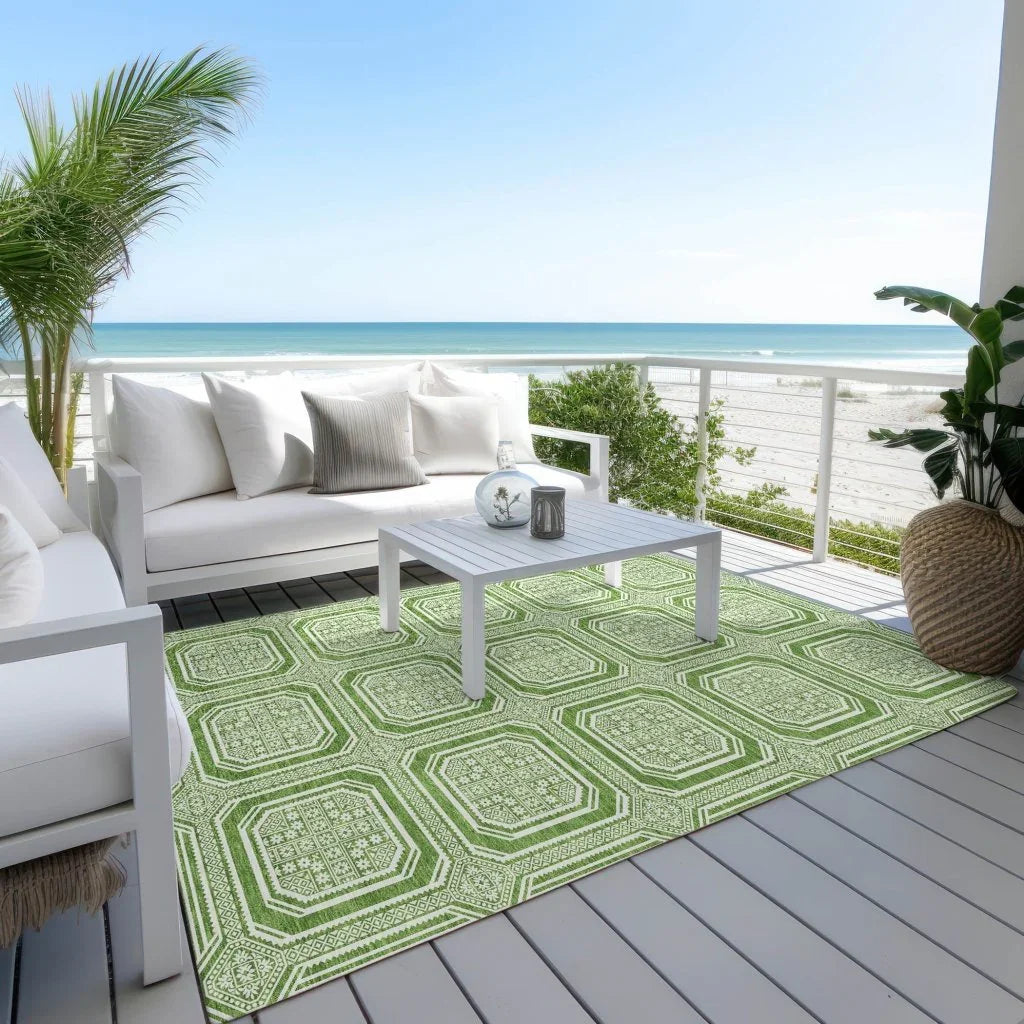 LOOMLAN Rugs Flutira Green Washable Indoor-Outdoor Rug