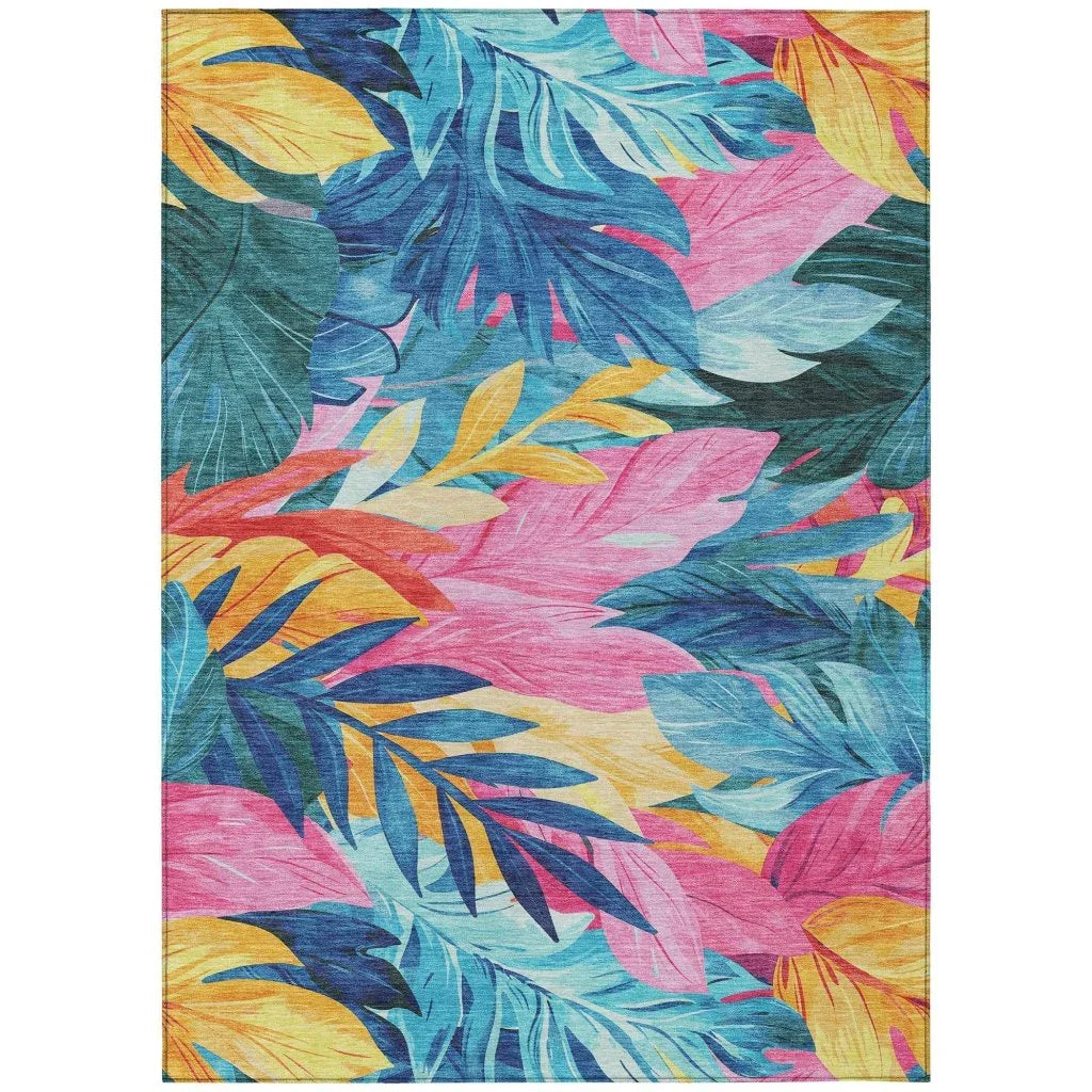 LOOMLAN Rugs Frayura Blue Washable Indoor-Outdoor Rug