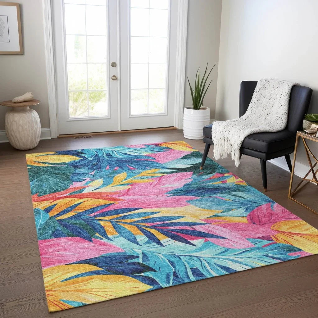 LOOMLAN Rugs Frayura Blue Washable Indoor-Outdoor Rug