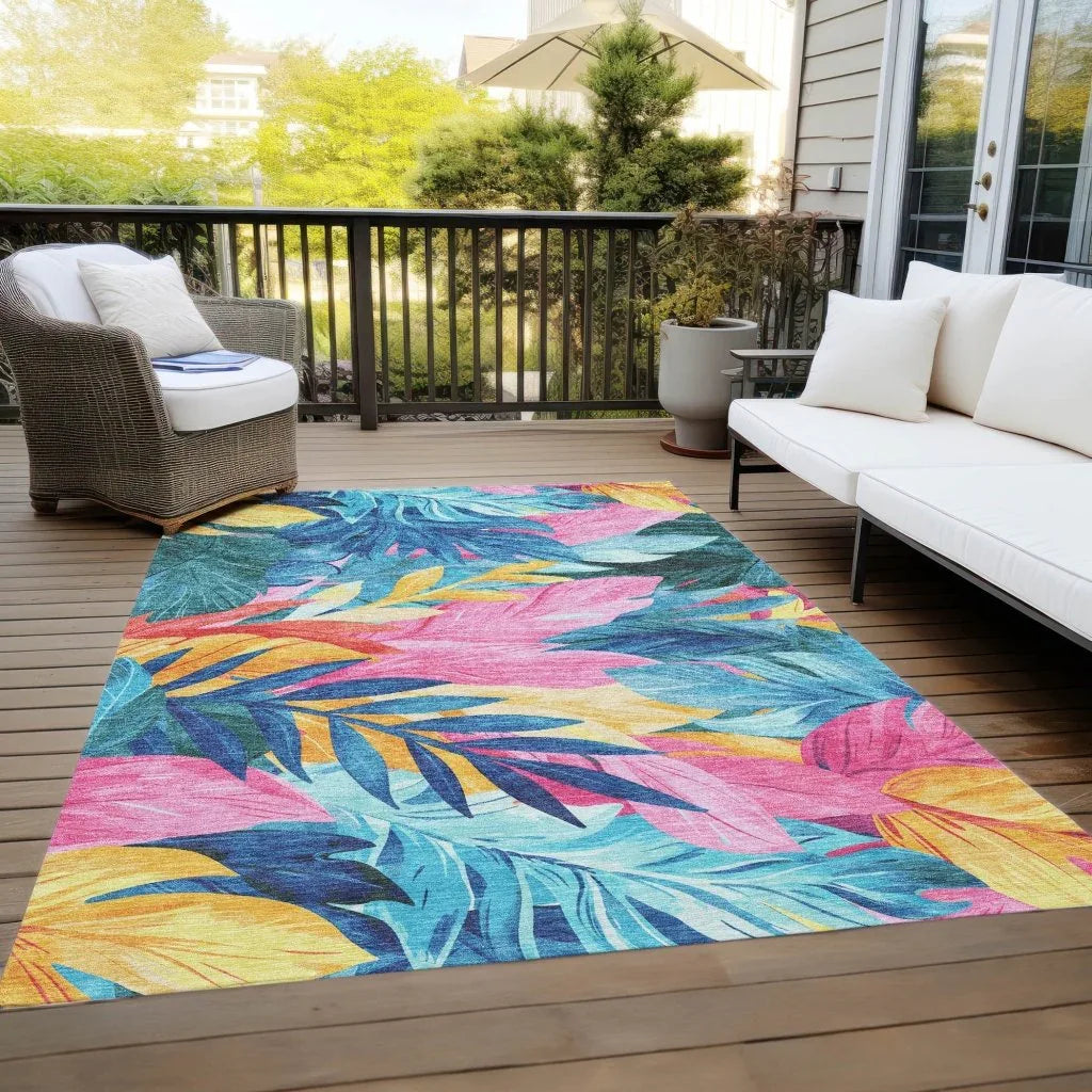 LOOMLAN Rugs Frayura Blue Washable Indoor-Outdoor Rug