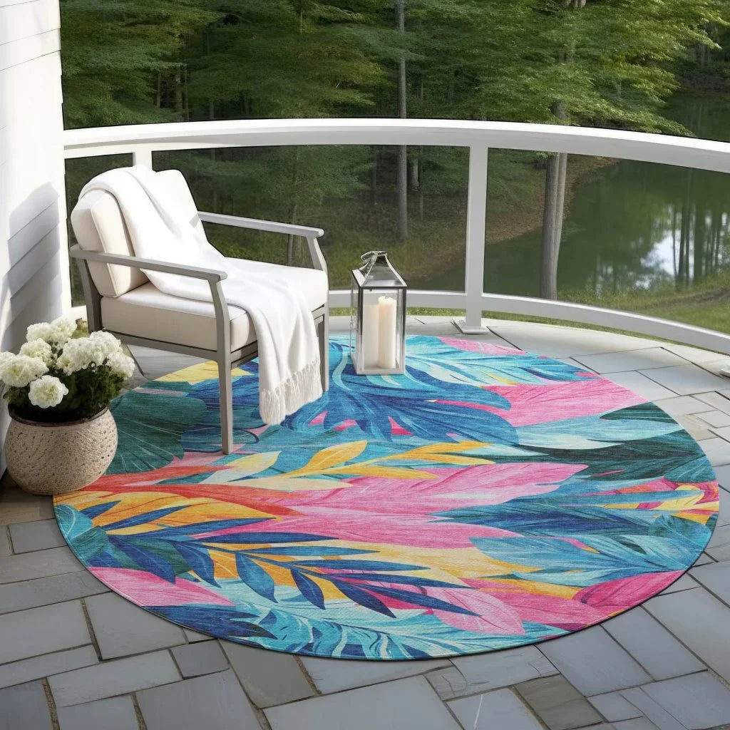 LOOMLAN Rugs Frayura Blue Washable Indoor-Outdoor Rug