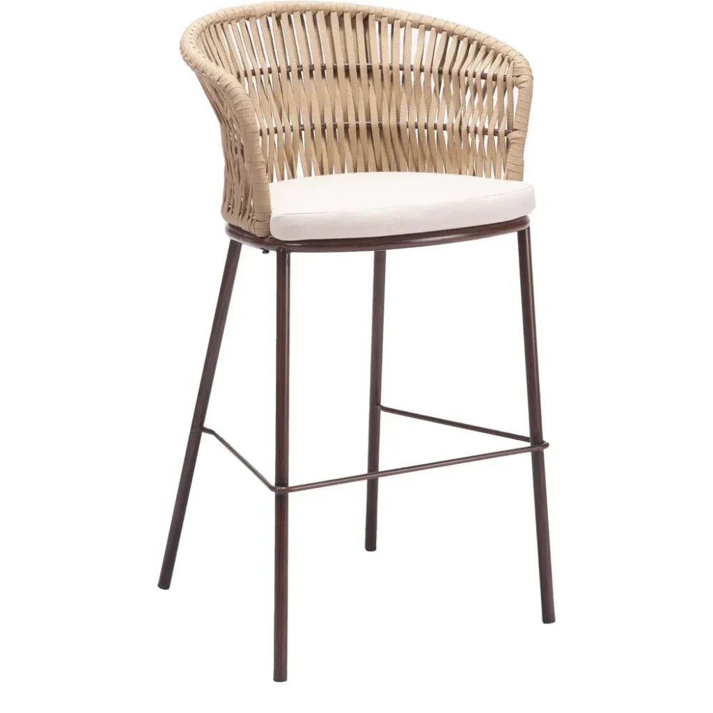 Freycinet Barstool Natural - LOOMLAN - Zuo Modern - Outdoor Bar Stools
