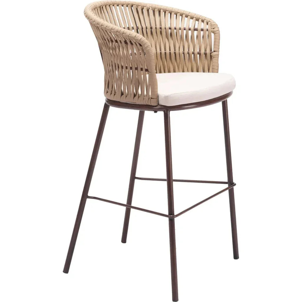 Freycinet Barstool Natural - LOOMLAN - Zuo Modern - Outdoor Bar Stools