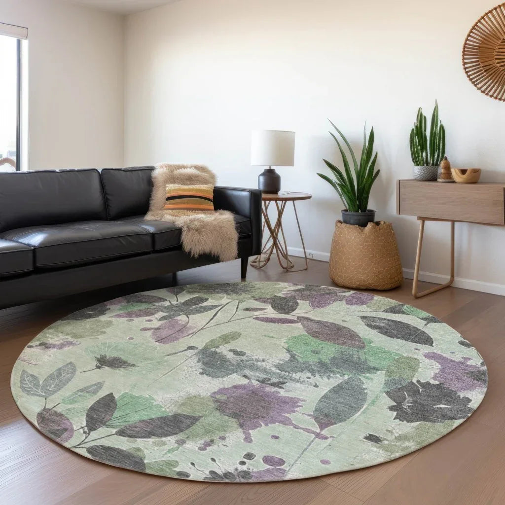 Gemelis Green Washable Indoor - Outdoor Rug - LOOMLAN - LOOMLAN Rugs - Outdoor Rugs
