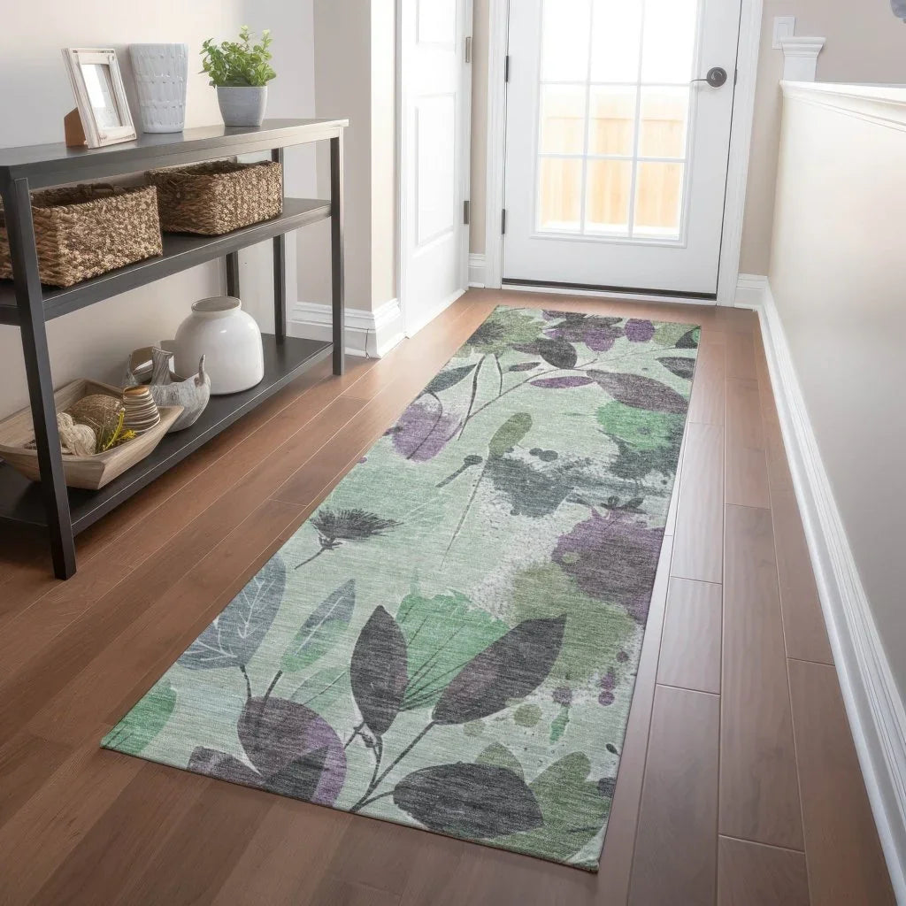 Gemelis Green Washable Indoor - Outdoor Rug - LOOMLAN - LOOMLAN Rugs - Outdoor Rugs