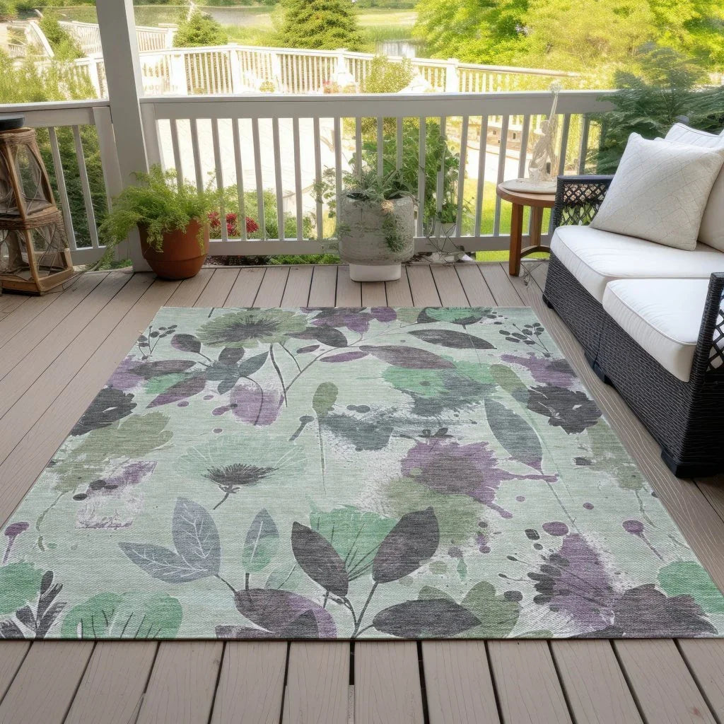 Gemelis Green Washable Indoor - Outdoor Rug - LOOMLAN - LOOMLAN Rugs - Outdoor Rugs