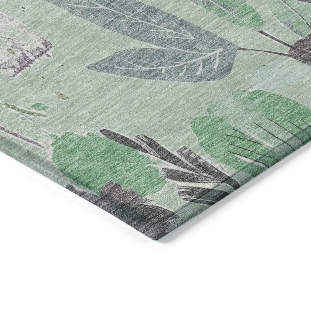 Gemelis Green Washable Indoor - Outdoor Rug - LOOMLAN - LOOMLAN Rugs - Outdoor Rugs